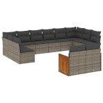 vidaXL Set canapea de grădină cu perne, 12 piese, gri, poliratan vidaXL Set canapea de grădină cu perne, 12 piese, gri, poliratan