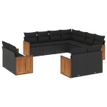 vidaXL Set canapele de grădină cu perne, 11 piese, negru, poliratan vidaXL Set canapele de grădină cu perne, 11 piese, negru, poliratan