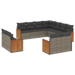 vidaXL Set canapele de grădină cu perne, 11 piese, gri, poliratan vidaXL Set canapele de grădină cu perne, 11 piese, gri, poliratan