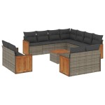 vidaXL Set canapea de grădină cu perne, 12 piese, gri, poliratan vidaXL Set canapea de grădină cu perne, 12 piese, gri, poliratan