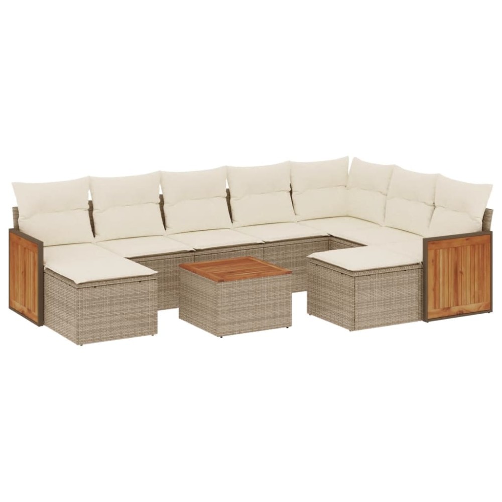 vidaXL Set canapele de grădină cu perne, 10 piese, bej, poliratan