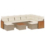 vidaXL Set canapele de grădină cu perne, 10 piese, bej, poliratan