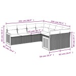 vidaXL Set mobilier de grădină cu perne, 8 piese, negru, poliratan