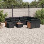 vidaXL Set canapele de grădină cu perne, 11 piese, negru, poliratan vidaXL Set canapele de grădină cu perne, 11 piese, negru, poliratan