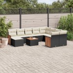 vidaXL Set canapele de grădină cu perne, 11 piese, negru, poliratan vidaXL Set canapele de grădină cu perne, 11 piese, negru, poliratan