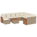 vidaXL Set canapele de grădină cu perne, 11 piese, bej, poliratan