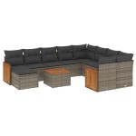vidaXL Set canapele de grădină cu perne, 11 piese, gri, poliratan vidaXL Set canapele de grădină cu perne, 11 piese, gri, poliratan