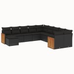 vidaXL Set canapele de grădină cu perne, 11 piese, negru, poliratan vidaXL Set canapele de grădină cu perne, 11 piese, negru, poliratan