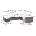 vidaXL Set canapele de grădină cu perne, 11 piese, negru, poliratan