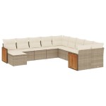vidaXL Set canapele de grădină cu perne, 11 piese, bej, poliratan