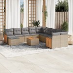 vidaXL Set canapele de grădină cu perne, 12 piese, bej, poliratan vidaXL Set canapele de grădină cu perne, 12 piese, bej, poliratan