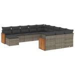 vidaXL Set canapea de grădină cu perne, 12 piese, gri, poliratan vidaXL Set canapea de grădină cu perne, 12 piese, gri, poliratan