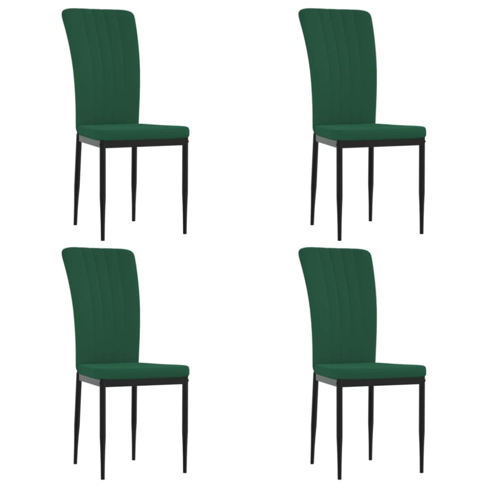 vidaXL Scaune de bucătărie, 4 buc., verde închis, catifea