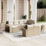 vidaXL Set canapele de grădină cu perne, 10 piese, bej, poliratan vidaXL Set canapele de grădină cu perne, 10 piese, bej, poliratan