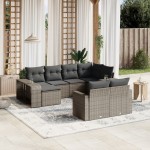 vidaXL Set mobilier de grădină cu perne, 10 piese, gri, poliratan vidaXL Set mobilier de grădină cu perne, 10 piese, gri, poliratan