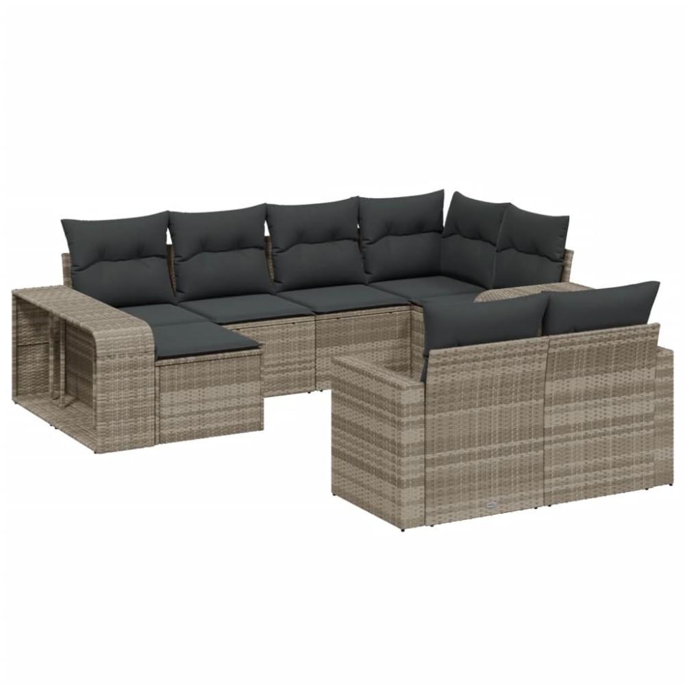 vidaXL Set canapele de grădină cu perne 10 piese gri deschis poliratan
