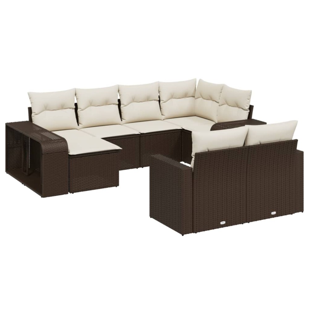 vidaXL Set canapele de grădină cu perne, 10 piese, maro, poliratan