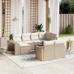 vidaXL Set canapele de grădină cu perne, 11 piese, bej, poliratan vidaXL Set canapele de grădină cu perne, 11 piese, bej, poliratan
