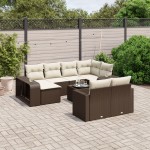 vidaXL Set canapele de grădină cu perne, 11 piese, maro, poliratan vidaXL Set canapele de grădină cu perne, 11 piese, maro, poliratan