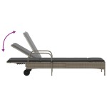 vidaXL Șezlonguri de plajă cu perne, 2 buc., gri deschis, poliratan