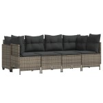 vidaXL Set canapea de grădină cu perne, 5 piese, gri, poliratan vidaXL Set canapea de grădină cu perne, 5 piese, gri, poliratan