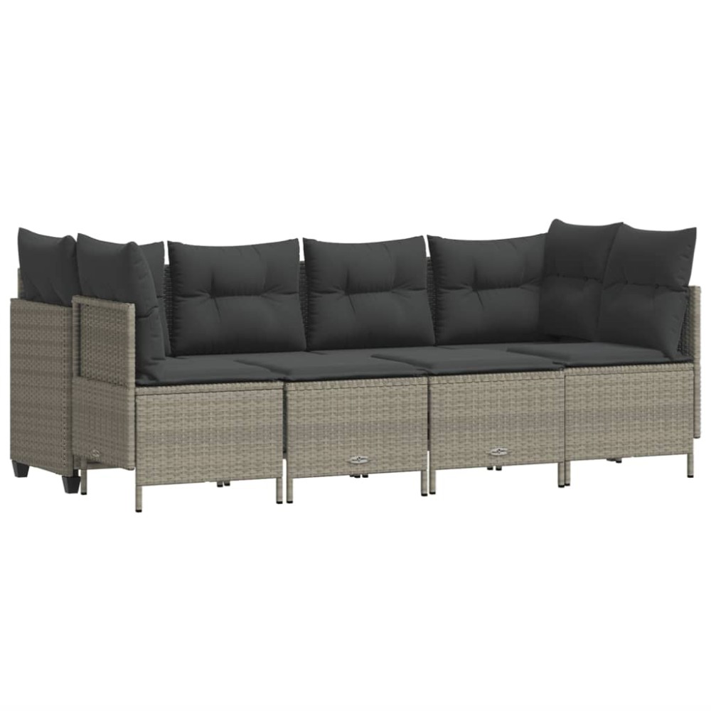vidaXL Set canapele de grădină cu perne, 5 piese gri deschis poliratan