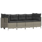 vidaXL Set canapele de grădină cu perne, 5 piese gri deschis poliratan vidaXL Set canapele de grădină cu perne, 5 piese gri deschis poliratan