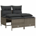 vidaXL Set canapea de grădină cu perne, 5 piese, gri, poliratan vidaXL Set canapea de grădină cu perne, 5 piese, gri, poliratan