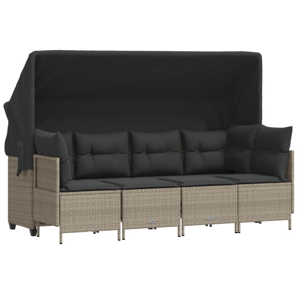 vidaXL Set canapele de grădină cu perne, 5 piese gri deschis poliratan