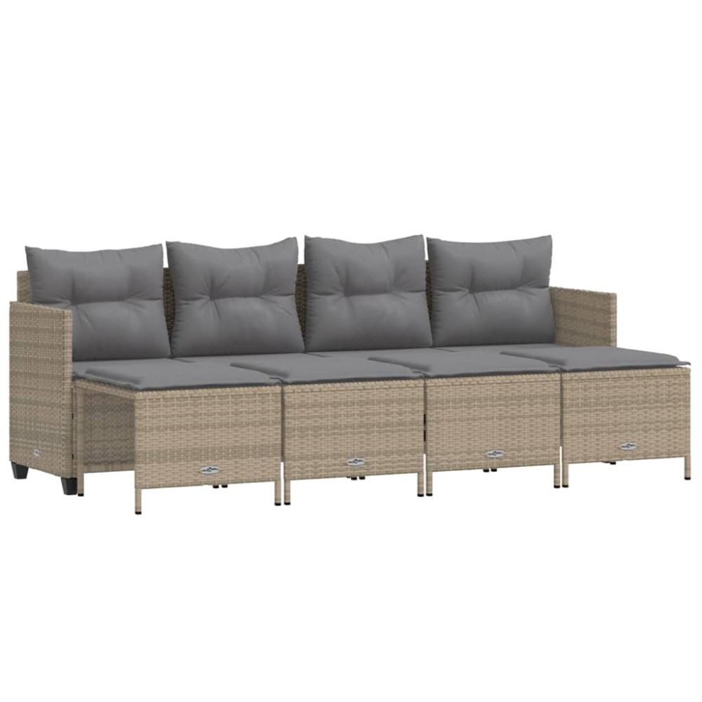 vidaXL Set canapele de grădină cu perne, 5 piese, bej, poliratan