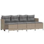 vidaXL Set canapele de grădină cu perne, 5 piese, bej, poliratan