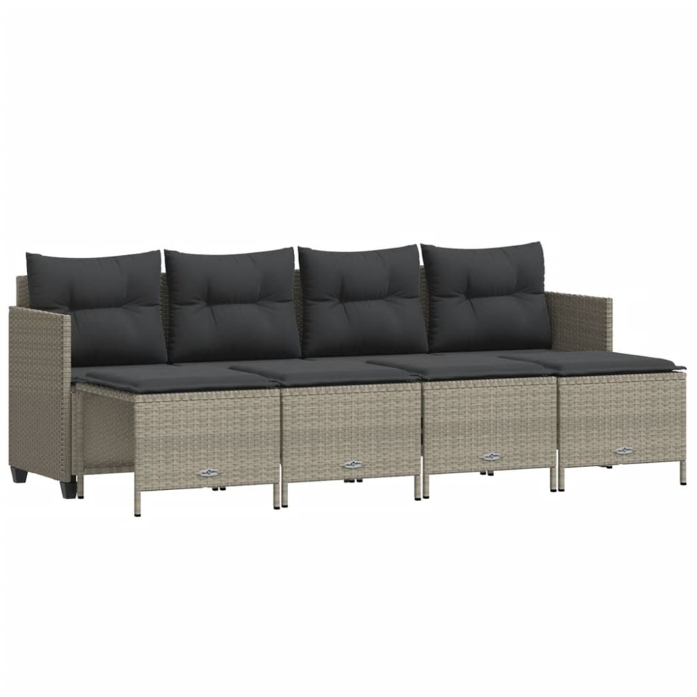 vidaXL Set canapele de grădină cu perne, 5 piese gri deschis poliratan