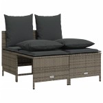 vidaXL Set canapea de grădină cu perne, 5 piese, gri, poliratan vidaXL Set canapea de grădină cu perne, 5 piese, gri, poliratan