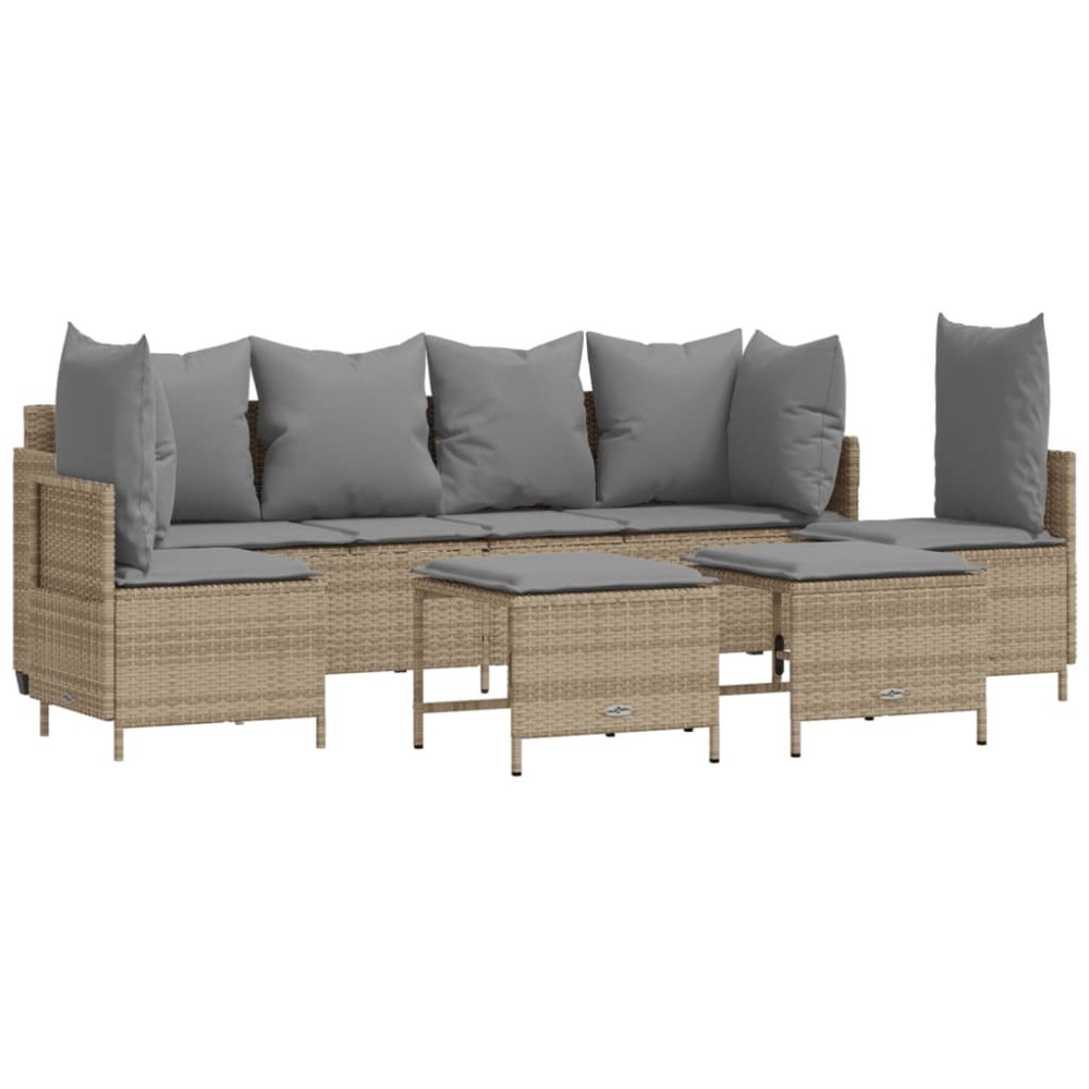 vidaXL Set canapele de grădină cu perne, 5 piese, bej, poliratan