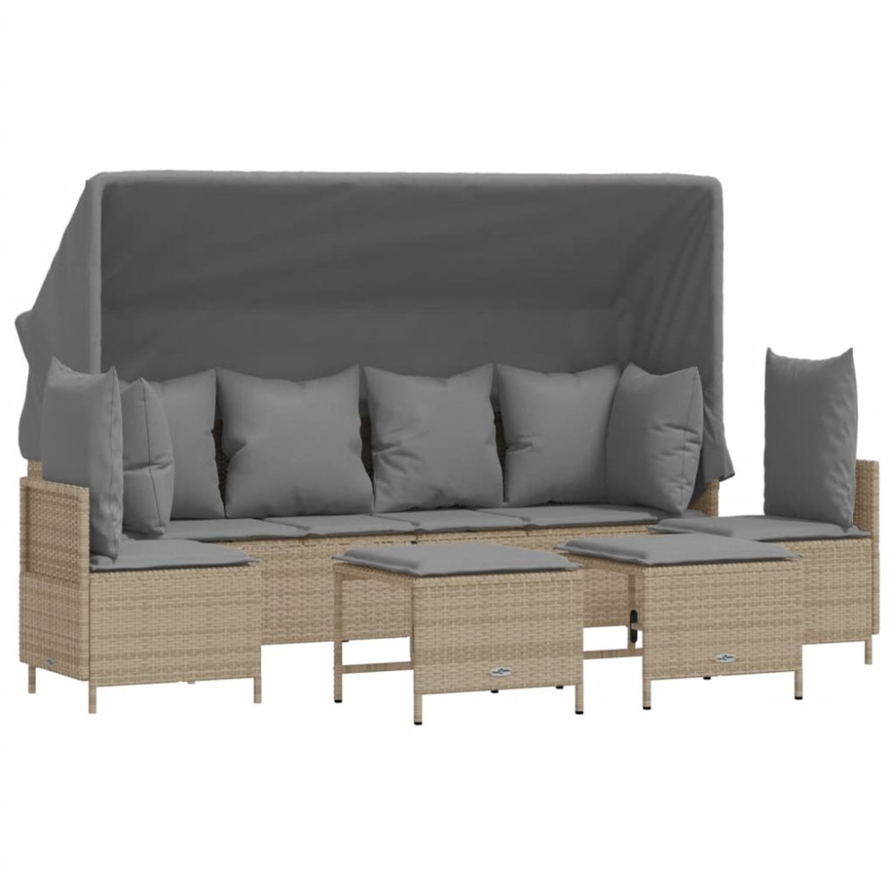vidaXL Set canapele de grădină cu perne, 5 piese, bej, poliratan