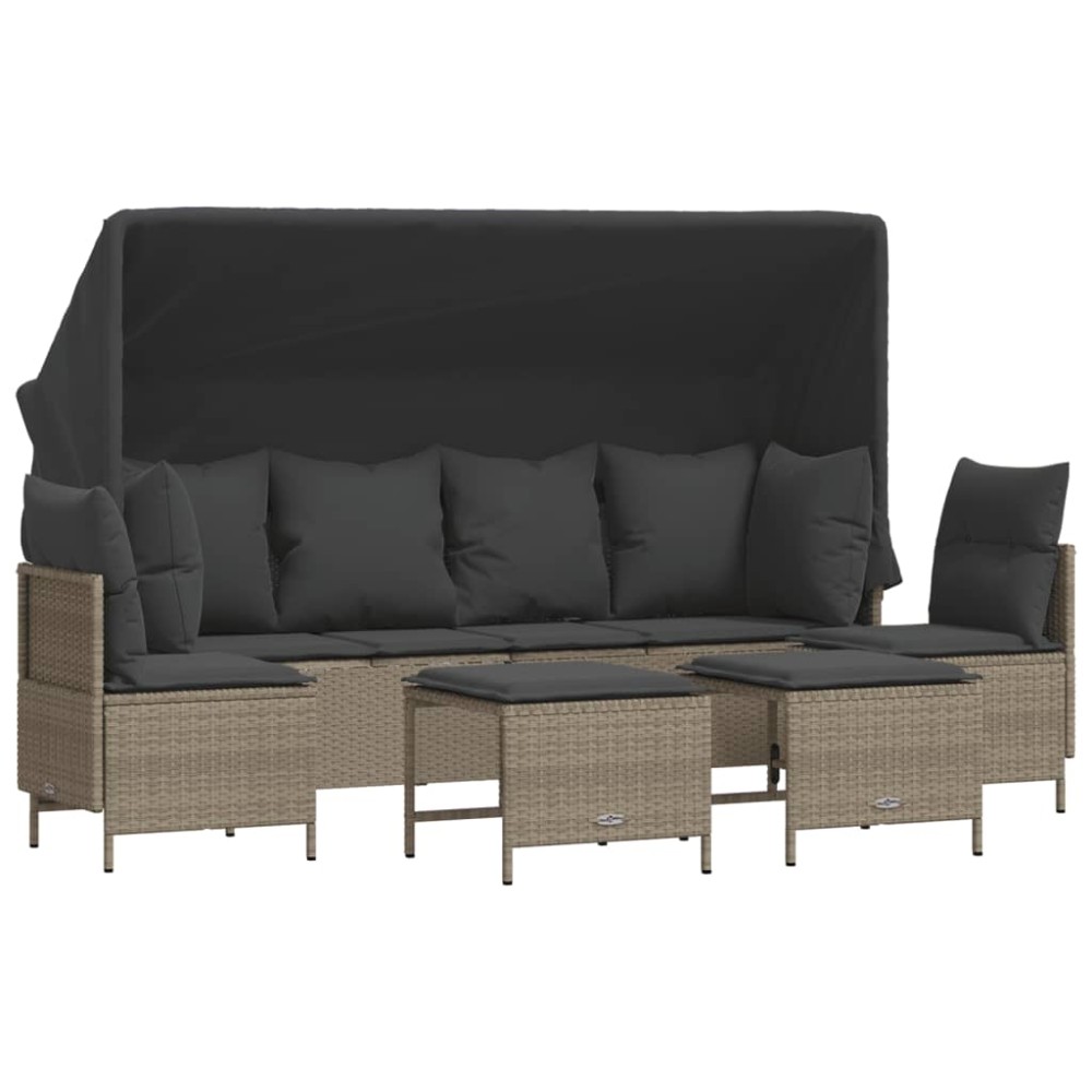 vidaXL Set canapele de grădină cu perne, 5 piese gri deschis poliratan