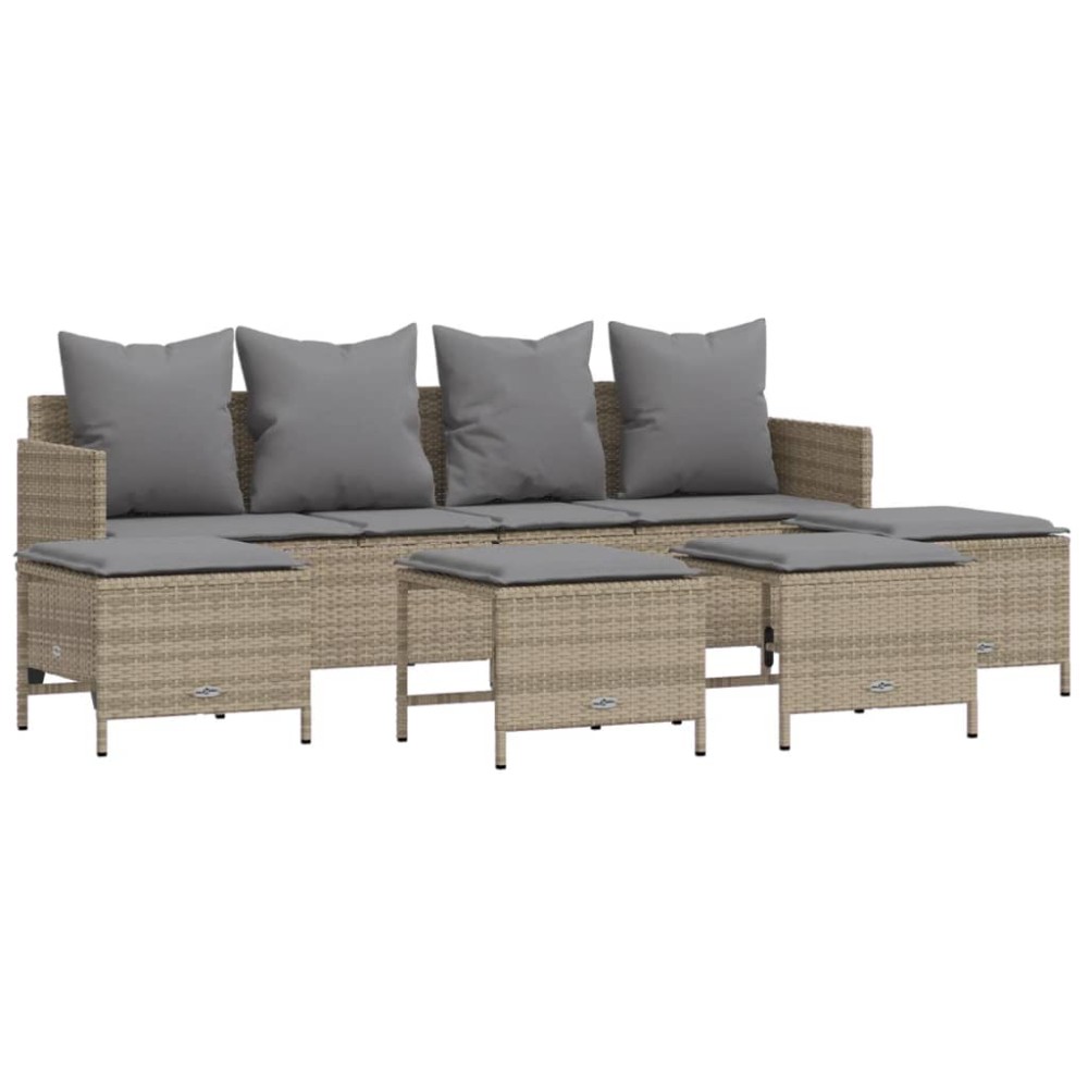 vidaXL Set canapele de grădină cu perne, 5 piese, bej, poliratan