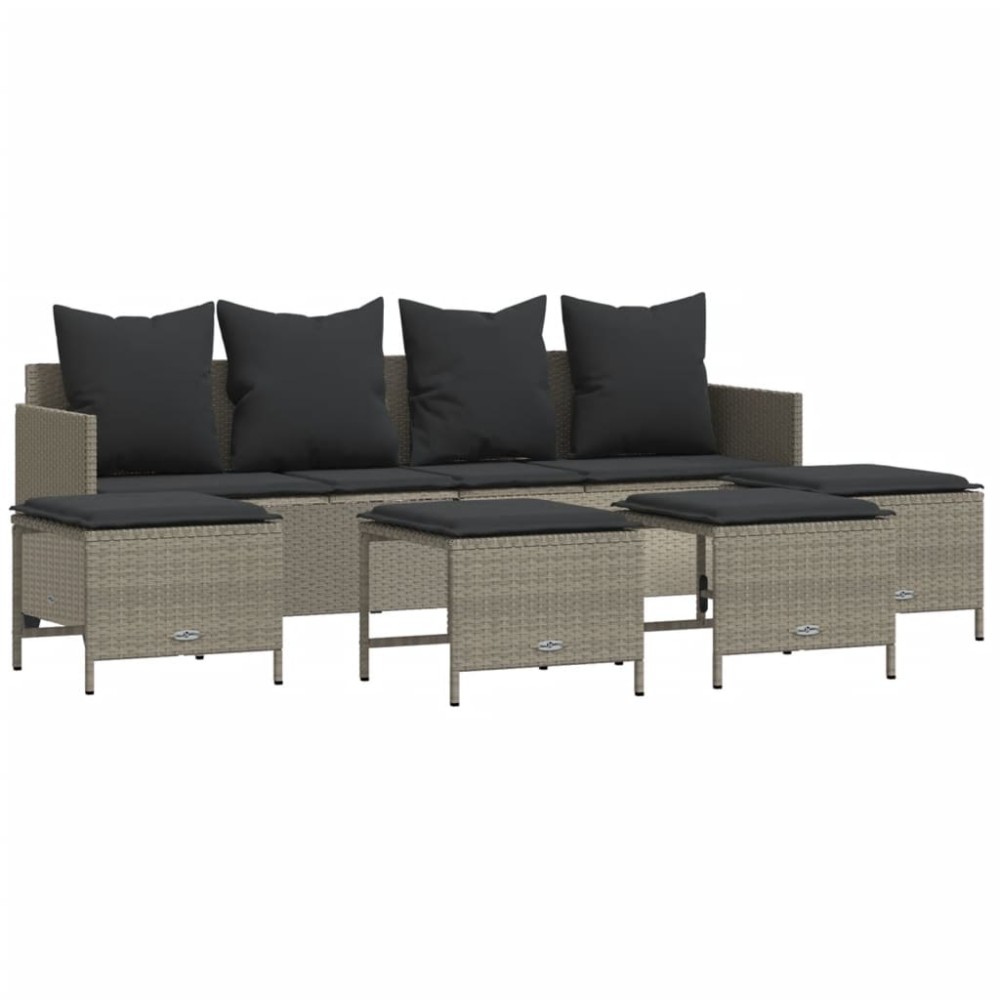 vidaXL Set canapele de grădină cu perne, 5 piese gri deschis poliratan