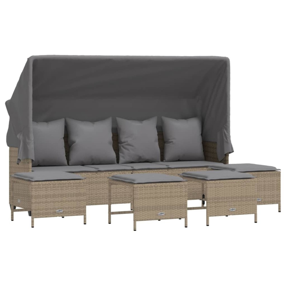 vidaXL Set canapele de grădină cu perne, 5 piese, bej, poliratan