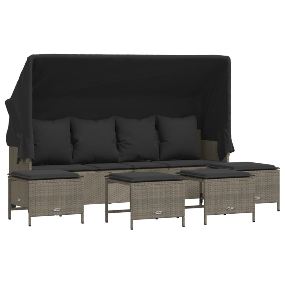 vidaXL Set canapele de grădină cu perne, 5 piese gri deschis poliratan