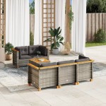 vidaXL Set mobilier grădină cu perne, 6 piese, gri, poliratan vidaXL Set mobilier grădină cu perne, 6 piese, gri, poliratan
