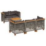 vidaXL Set mobilier grădină cu perne, 6 piese, gri, poliratan