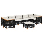 vidaXL Set mobilier de grădină cu perne, 8 piese, negru, poliratan vidaXL Set mobilier de grădină cu perne, 8 piese, negru, poliratan