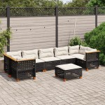 vidaXL Set mobilier de grădină cu perne, 8 piese, negru, poliratan vidaXL Set mobilier de grădină cu perne, 8 piese, negru, poliratan