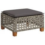 vidaXL Set canapea de grădină cu perne, 4 piese, gri, poliratan vidaXL Set canapea de grădină cu perne, 4 piese, gri, poliratan