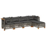 vidaXL Set canapea de grădină cu perne, 5 piese, gri, poliratan