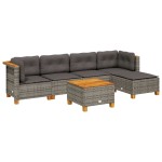 vidaXL Set mobilier grădină cu perne, 6 piese, gri, poliratan