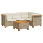 vidaXL Set canapele de grădină cu perne, 5 piese, bej, poliratan vidaXL Set canapele de grădină cu perne, 5 piese, bej, poliratan