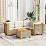 vidaXL Set canapele de grădină cu perne, 5 piese, bej, poliratan vidaXL Set canapele de grădină cu perne, 5 piese, bej, poliratan