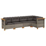 vidaXL Set canapea de grădină cu perne, 5 piese, gri, poliratan vidaXL Set canapea de grădină cu perne, 5 piese, gri, poliratan